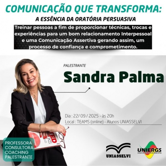 Palestra Online "Comunicação que Transforma" com Sandra Palma - Polo Caxias do Sul Shopping