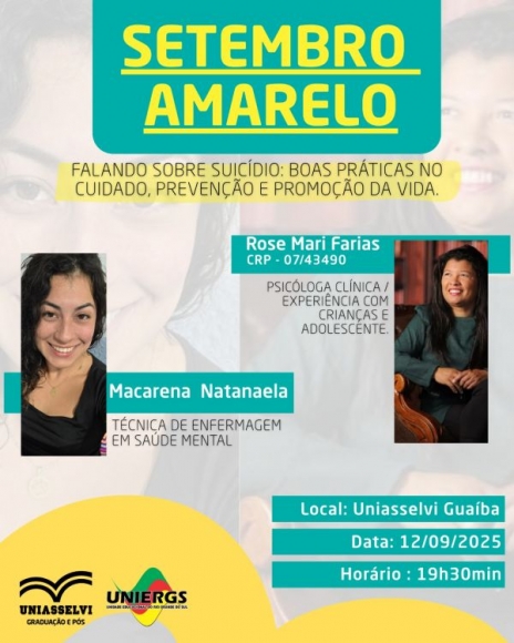 Setembro Amarelo "Falando sobre Suicídio: Boas práticas no cuidado, prevenção e promoção da vida"
